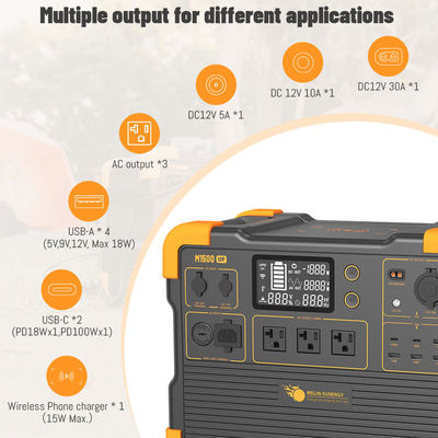 1536Wh LFP Lityum Pilli 2200W UPS Güneş Jeneratörü, 600W Güneş Paneli Girişi ve 2 Saat Şarj Süresi