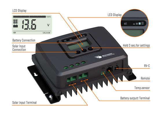 Şebeke dışı LFP bataryası Dijital ekran 12V/24V MPPT RV Güneş Şarj Kontrolörü